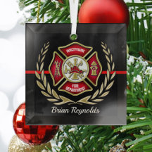 Gepersonaliseerde brandweerman kerstboomornament m