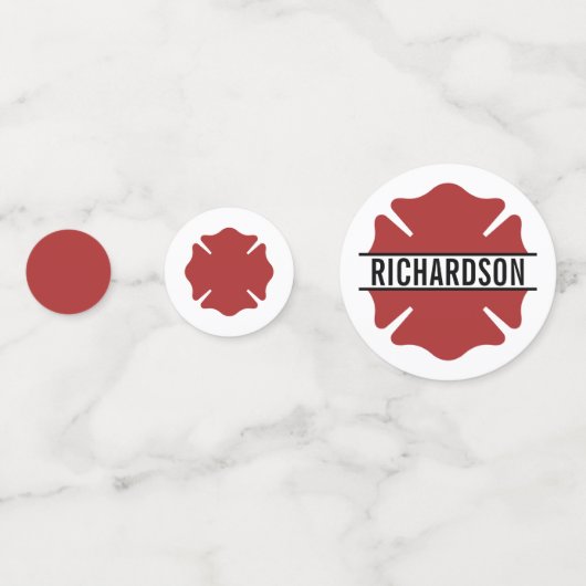 Gepersonaliseerde Brandweerman Rode Logo Dunne Rod Confetti (Voorkanten)