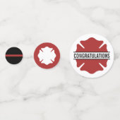 Gepersonaliseerde Brandweerman Rode Logo Dunne Rod Confetti (Achterkanten)