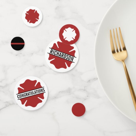 Gepersonaliseerde Brandweerman Rode Logo Dunne Rod Confetti (Groep)