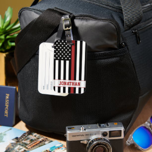 Gepersonaliseerde brandweerman Thin Red Line USA v Bagagelabel
