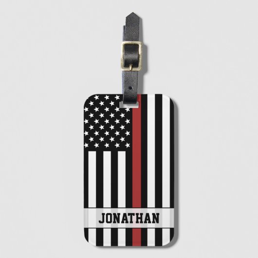 Gepersonaliseerde brandweerman Thin Red Line USA v Bagagelabel (Voorkant (verticaal))