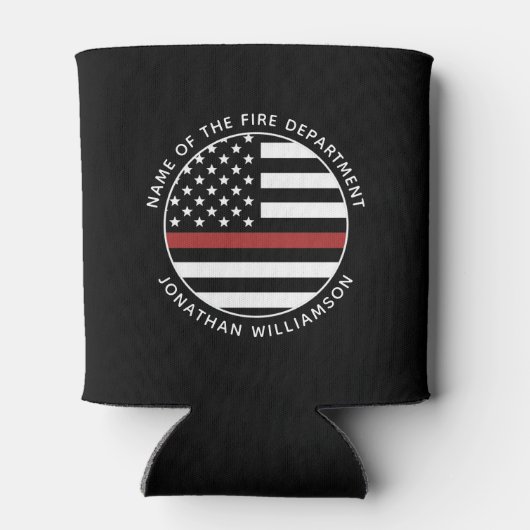 Gepersonaliseerde brandweerman Thin Red Line USA v Blikjeskoeler (Achterkant)