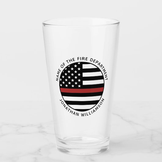 Gepersonaliseerde brandweerman Thin Red Line USA v Glas (Voorkant)