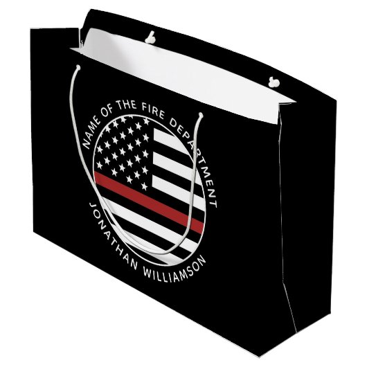 Gepersonaliseerde brandweerman Thin Red Line USA v Groot Cadeauzakje (Achterkant Gekanteld)