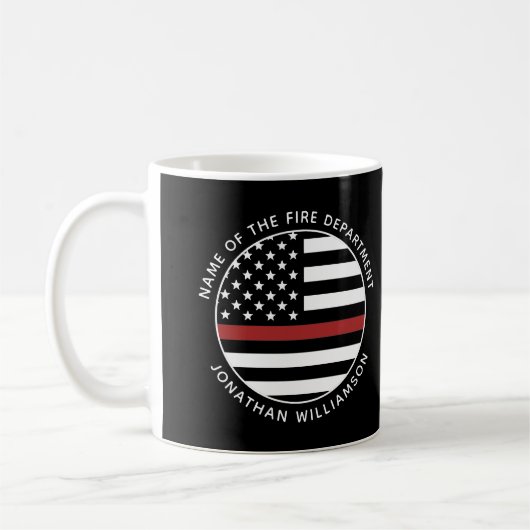 Gepersonaliseerde brandweerman Thin Red Line USA v Koffiemok (Links)