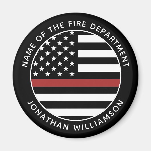 Gepersonaliseerde brandweerman Thin Red Line USA v Magneet (Voorkant)