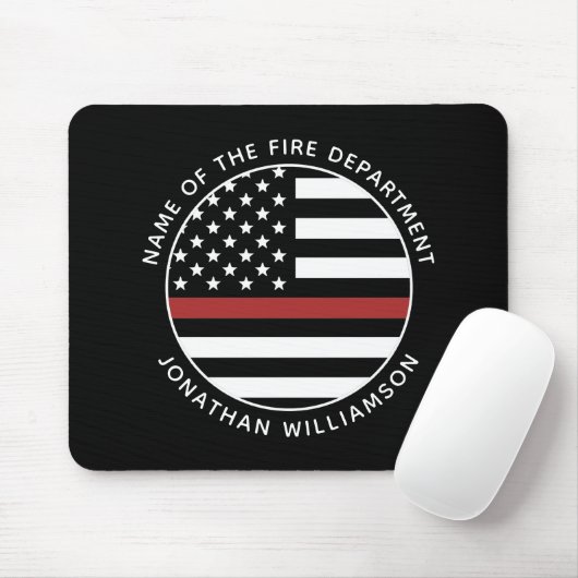 Gepersonaliseerde brandweerman Thin Red Line USA v Muismat (Met muis)