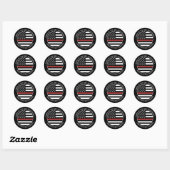 Gepersonaliseerde brandweerman Thin Red Line USA v Ronde Sticker (Vel)
