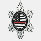 Gepersonaliseerde brandweerman Thin Red Line USA v Tin Sneeuwvlok Ornament (Rechts)