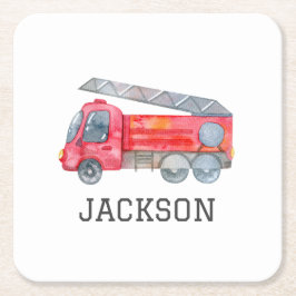 Gepersonaliseerde Brandweerman verjaardagsfeestje Kartonnen Onderzetters