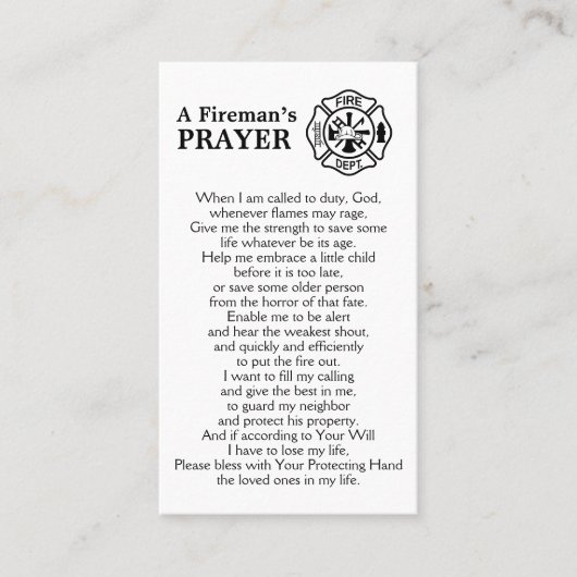 Gepersonaliseerde brandweervrouw Maltese gebeden v Visitekaartje (Voorkant)
