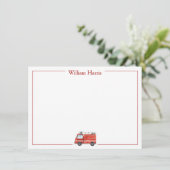 Gepersonaliseerde brandweerwagen Stationery, Jonge Bedankkaart (Staand voorkant)