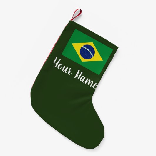 Gepersonaliseerde Braziliaanse vlag kerstkous Kleine Kerstsok (Voorkant (Hangend))