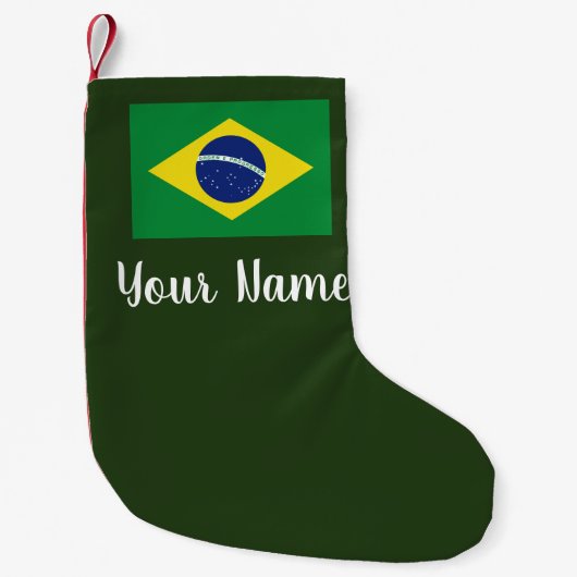 Gepersonaliseerde Braziliaanse vlag kerstkous Kleine Kerstsok (Voorkant)