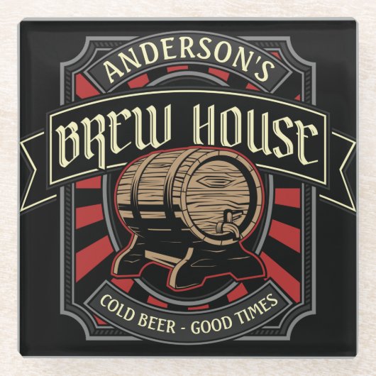 Gepersonaliseerde Breedhuis Etiket Bierbrouwerij P Glazen Onderzetter (Voorkant)