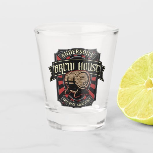 Gepersonaliseerde Breedhuis Etiket Bierbrouwerij P Shot Glas (Voorkant)