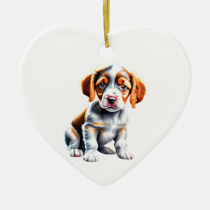 Gepersonaliseerde Bretagne Puppy Keramisch Ornament