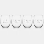 Gepersonaliseerde Bridal Party Wijnglas Set Wijnglas Zonder Voet (Voorkant)