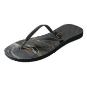 Gepersonaliseerde Bride Black Gold Agate Wedding Teenslippers (Schuin)