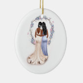 Gepersonaliseerde bride- en bridesmaïde kerstversi keramisch ornament (Rechts)