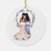 Gepersonaliseerde bride- en bridesmaïde kerstversi keramisch ornament (Voorkant)