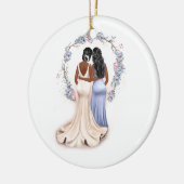 Gepersonaliseerde bride- en bridesmaïde kerstversi keramisch ornament (Links)