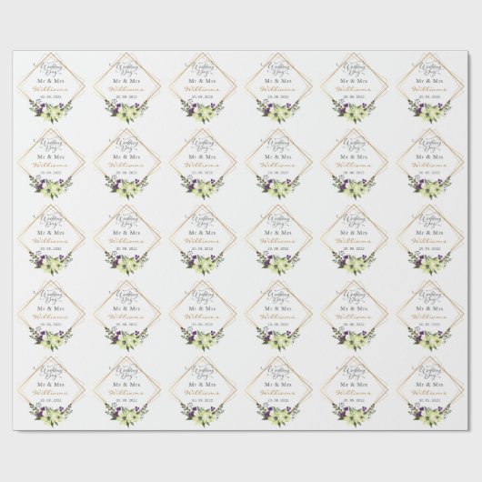 Gepersonaliseerde bride en bruidebruiloft cadeaupapier (Vlak)