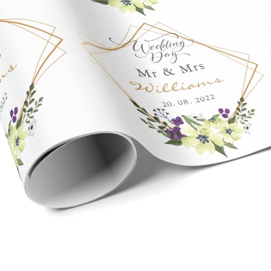 Gepersonaliseerde bride en bruidebruiloft cadeaupapier (Rol Hoek)