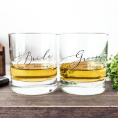 Gepersonaliseerde bride en bruidebruiloft whisky glas