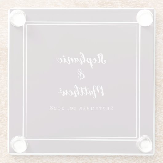 Gepersonaliseerde bride en bruideweddenschappen Mo Glazen Onderzetter (Achterkant)