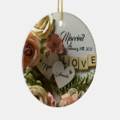  gepersonaliseerde bride en bruine Floral gehuwd Keramisch Ornament (Rechts)