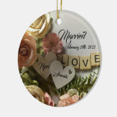  gepersonaliseerde bride en bruine Floral gehuwd Keramisch Ornament (Links)