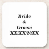 Gepersonaliseerde Bride en Groom met Datum Bier Onderzetter (Voorkant)