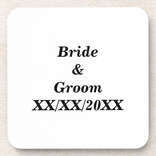 Gepersonaliseerde Bride en Groom met Datum Bier Onderzetter (Voorkant)