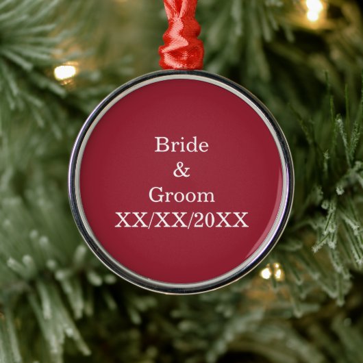 Gepersonaliseerde Bride en Groom met Datum Metalen Ornament (Boom)