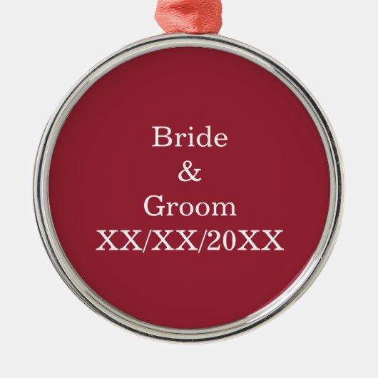 Gepersonaliseerde Bride en Groom met Datum Metalen Ornament (Voorkant)