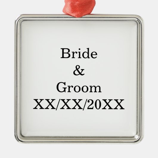 Gepersonaliseerde Bride en Groom met Datum Metalen Ornament (Voorkant)