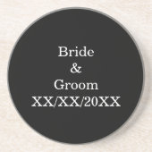 Gepersonaliseerde Bride en Groom met Datum Zandsteen Onderzetter (Voorkant)