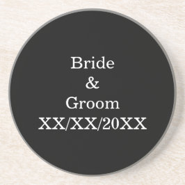 Gepersonaliseerde Bride en Groom met Datum Zandsteen Onderzetter