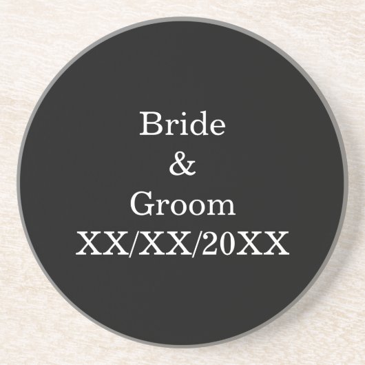 Gepersonaliseerde Bride en Groom met Datum Zandsteen Onderzetter (Voorkant)