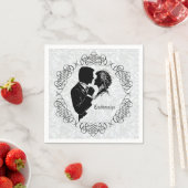 Gepersonaliseerde bride & Groom Silhouette Napkins Servetten (Insitu)