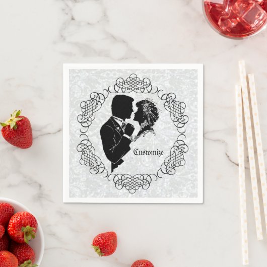 Gepersonaliseerde bride & Groom Silhouette Napkins Servetten (Insitu)