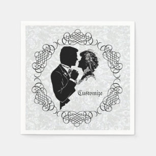 Gepersonaliseerde bride & Groom Silhouette Napkins Servetten