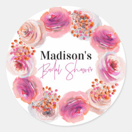 Gepersonaliseerde Bride Naam Vrijgezellenfeest Roz Ronde Sticker