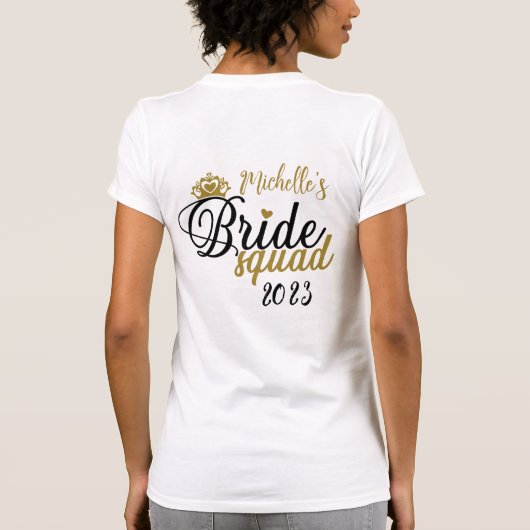 Gepersonaliseerde bride Squad/Godmoeder van de bri T-shirt (Achterkant)