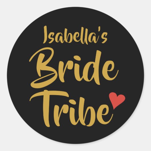 Gepersonaliseerde bride Tribe Red Heart Ronde Sticker (Voorkant)