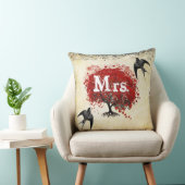 Gepersonaliseerde Brides Red Heart Leaf Tree Mrs. Kussen (Stoel)