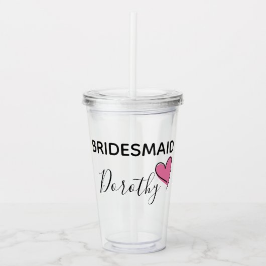 Gepersonaliseerde Bridesmaid Cup Acryl Drinkbeker (Voorkant)