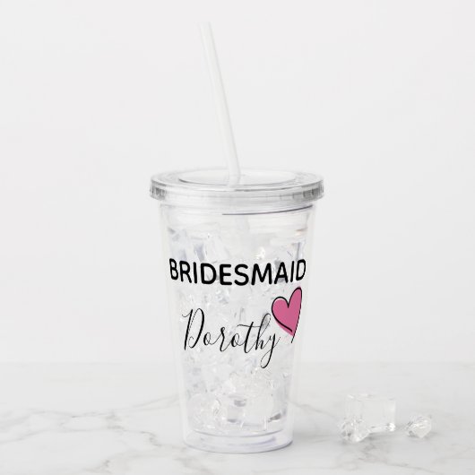 Gepersonaliseerde Bridesmaid Cup Acryl Drinkbeker (Voorkant ijs)
